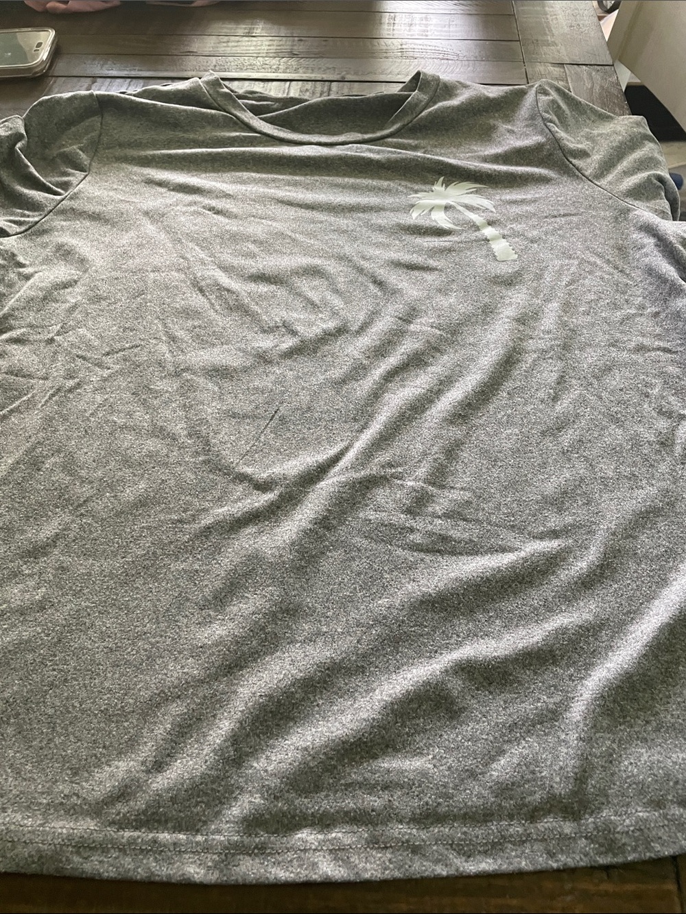 SHEIN Gray Short Sleeve Tee with Subtle Palm/Salty Graphic